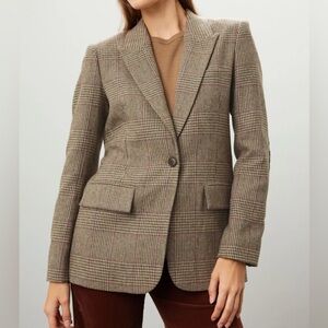 Derek Lam 10 Crosby Madalyn Single Breasted Blazer - Amber Green Multi